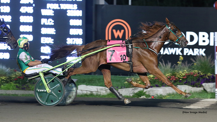 Red Overbach winning at Woodbine Mohawk Park