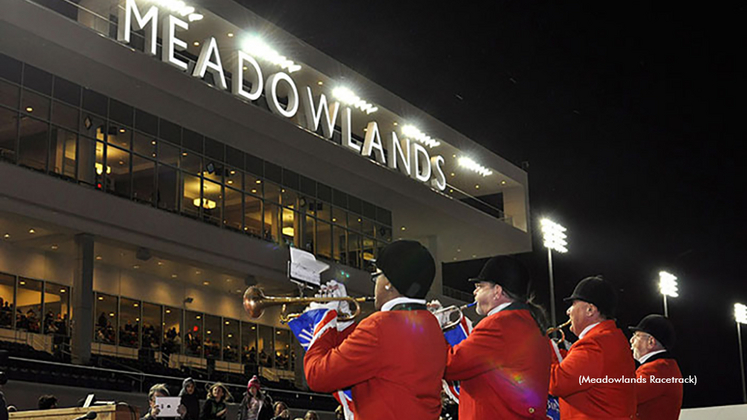 Buglers introduce the races in front of the Meadowlands grandstand
